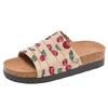 2025 new summer niche cherry print one-pedal muller shoes women wear one-word slippers sandals fashion