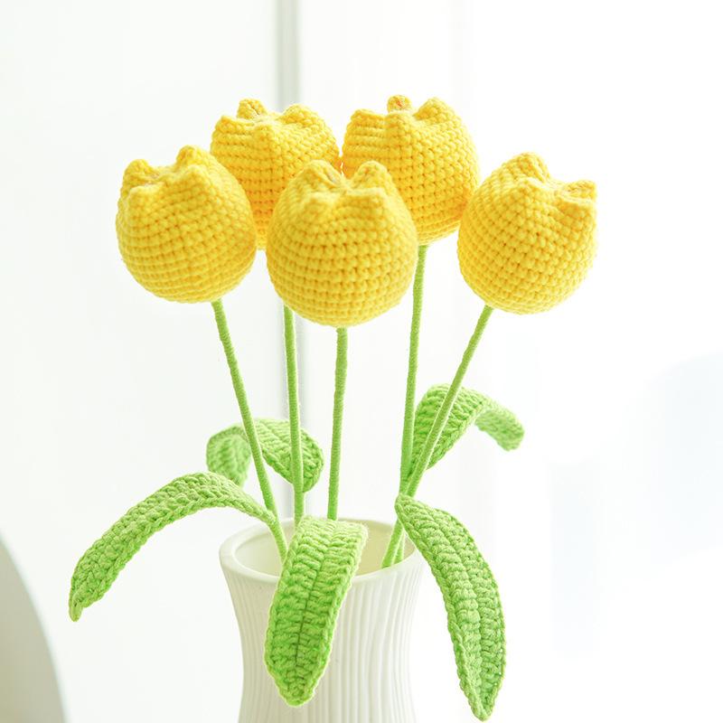 Handmade Woven Yarn Knitted Faux Flower Bouquet