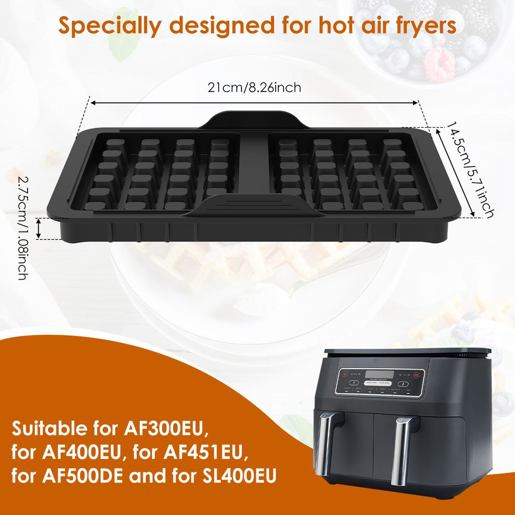 2pcs Silicone Waffle Insert for Ninja AF300EU AF400EU Belgian Waffle Mold Air Fryer Accessories Non Stick Silicone Waffle Liner