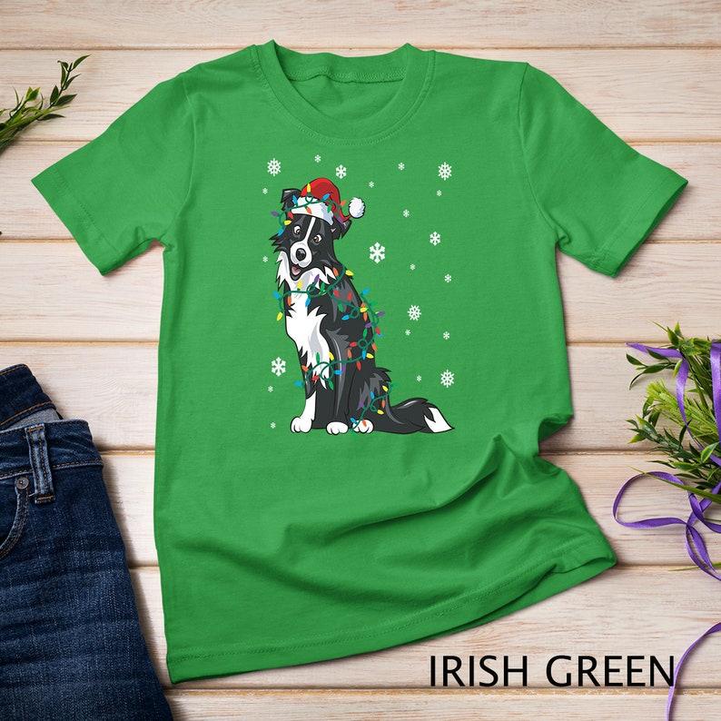 Border Collie Wrapped In Christmas Lights Dog T-shirt 120