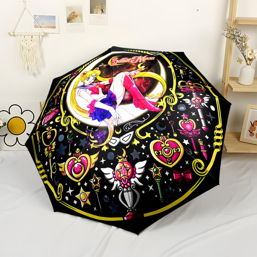 Sailor Moon Adventure Ombrello Automatico Portatile Robusto 8 Stecche Pieghevole Essenziale da Viaggio alla Moda Regalo Spirituale