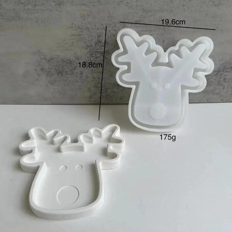 Christmas Series Style Handmade Creative Shape Elk Tray Silicone Mold Cute Deer Head Nut Storage Tray Cement Mold Home Decor