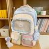 High value dopamine sweet contrasting color girl heart backpack college wind junior high school students multi-compartment backpack