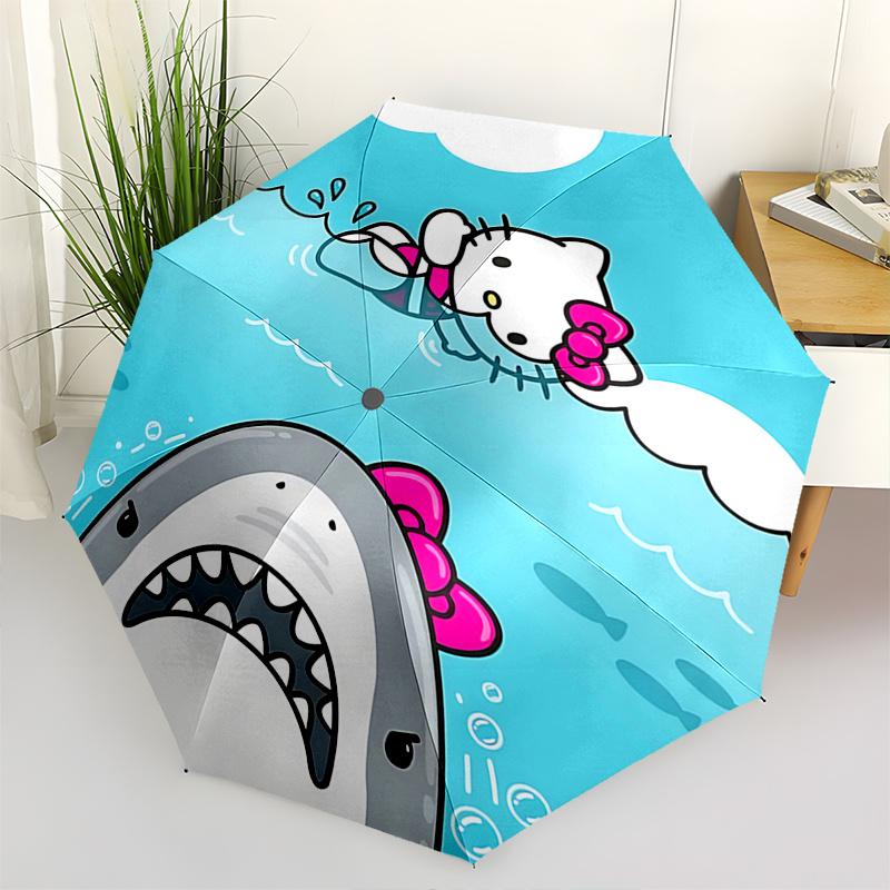 

Hello Kitty, Shark Automatic Opening and Closing Parasol Compact Travel Umbrella with 8 Ribs for Women and Men Ideal Birthday/Christmas Gift