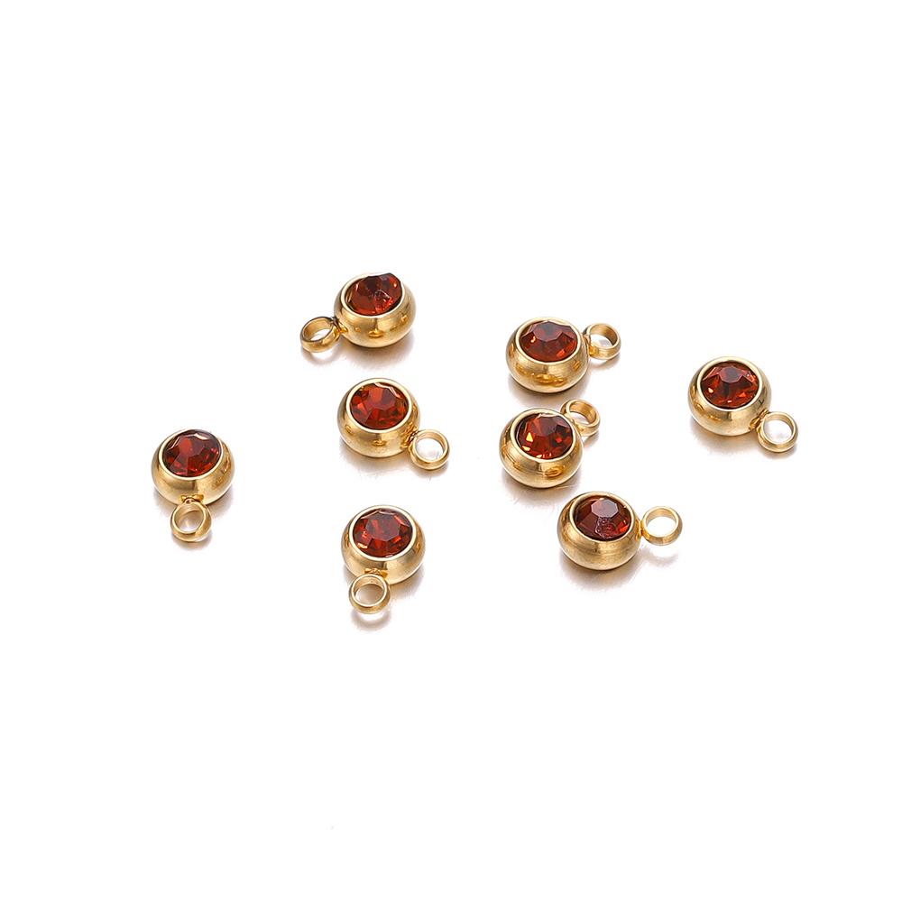 20 Stück 6mm Edelstahl Strassperlen Goldfarbe Kristall Anhänger für DIY Halskette Armband Charm Schmuckherstellung
