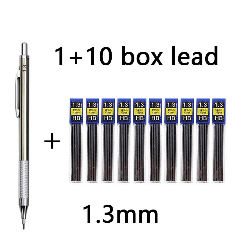 11Pcs/set All Metal Mechanical Pencils 0.3, 0.5, 0.7, 0.9, 1.3 2.0Mm Lead Refills Art, Writing, Sketching Retractable Design