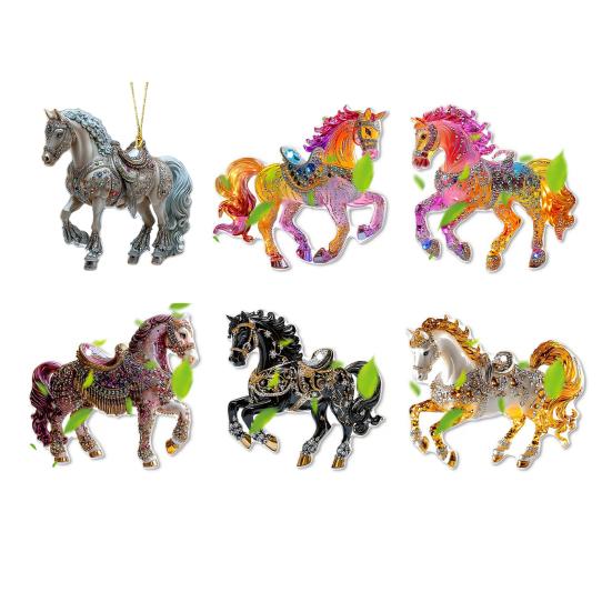 1/2/3/4/5/6/7/8/10/12/15/20/25 Pcs Horse Ornaments For Christmas Tree Metallic Rhinestones Horse