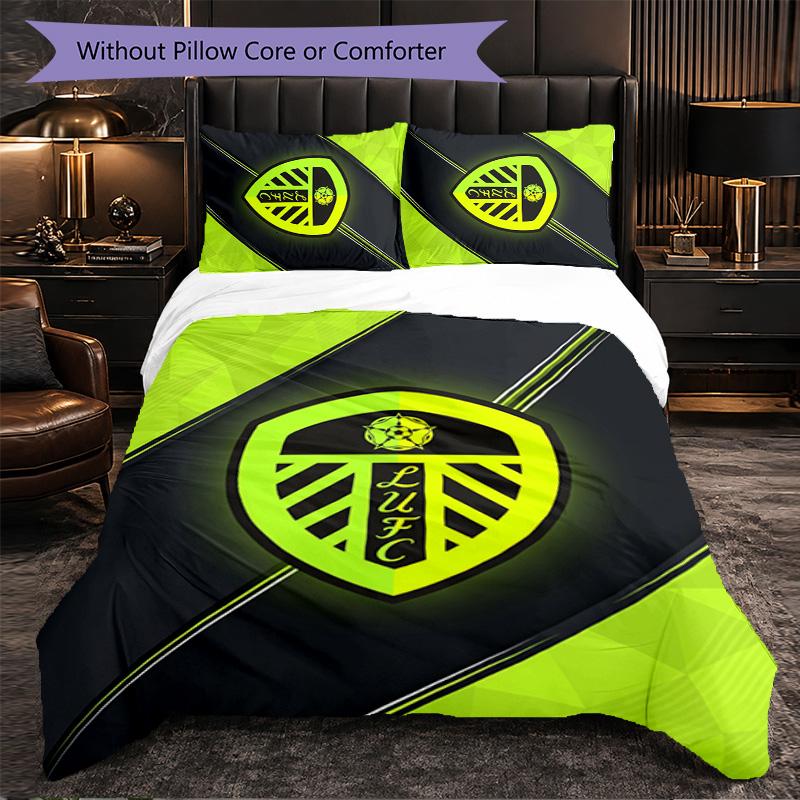 Biancheria da letto a tema Leeds United Set 3 Pezzi Copripiumino Biancheria da letto Decorativa Per Camera Adolescenti Decorazione Casa