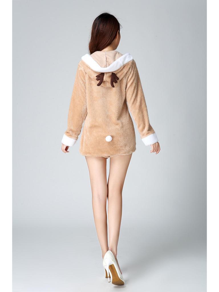 Khaki Reindeer Moose Rhinoceros Christmas Costume Coat with Shorts