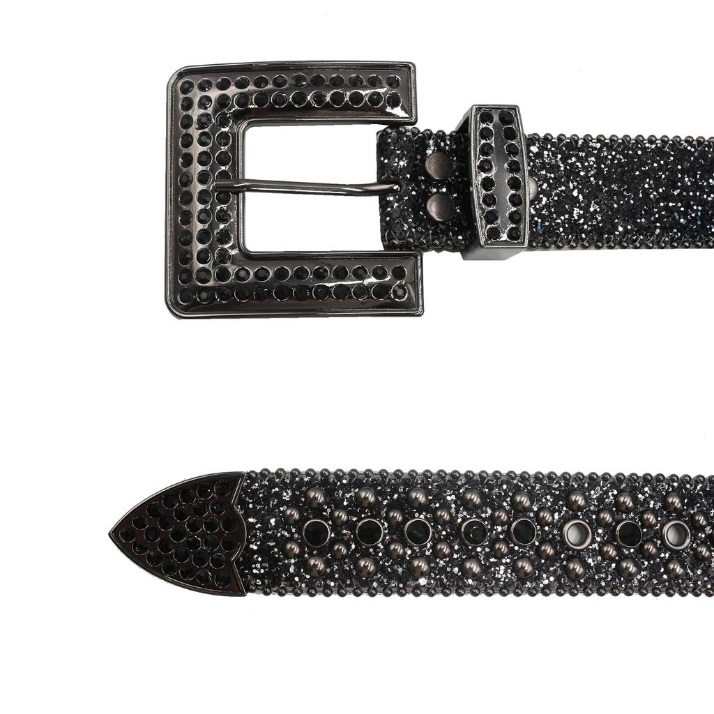 Black Cross Rhinestone Sequins Wide Belt Stylish Non-Porous Bare Body Blue Versatile European And American Ladies Prom Belt
