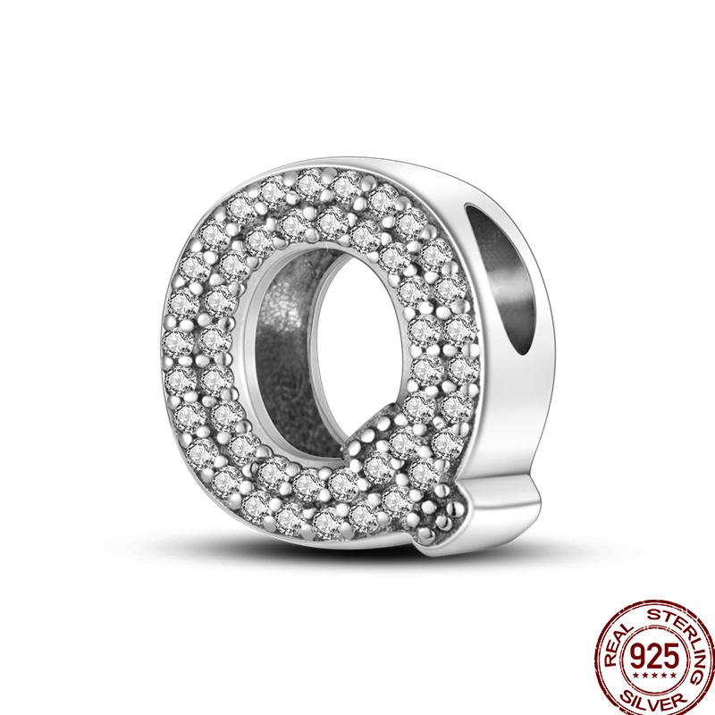 Copper 26 Letter Copper Series Shiny Zircon Lucky Letter Beads Charm Suitable Fit 3Mm Original Bracelet