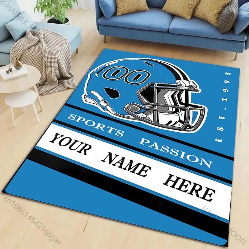 1PC Personalized Custom Name Carpet Rugby Team Print for Living Room Bedroom Home Decor Non-slip Floor Mat Luxury Gift