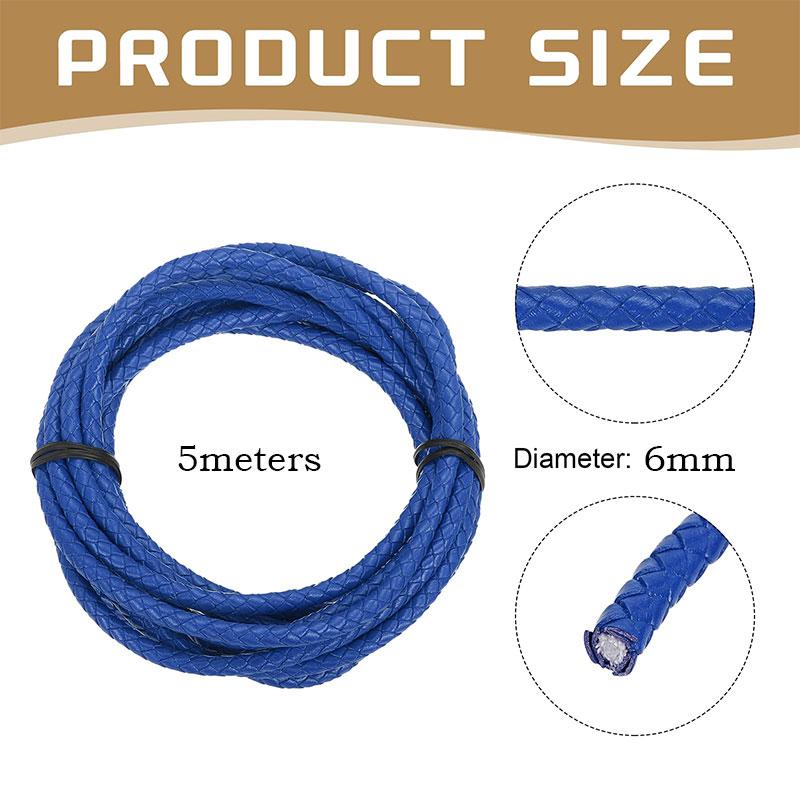 5 metri 6mm Corde in Pelle Intrecciata Corda Rotonda in Pelle Cordino per Fai da Te Ciondolo Collana Intreccio Bracciale Gioielli Materiali per la Creazione