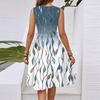 Women's Spring Summer Casual V Neck Sleeveless Waist Floral Print Midi Dress