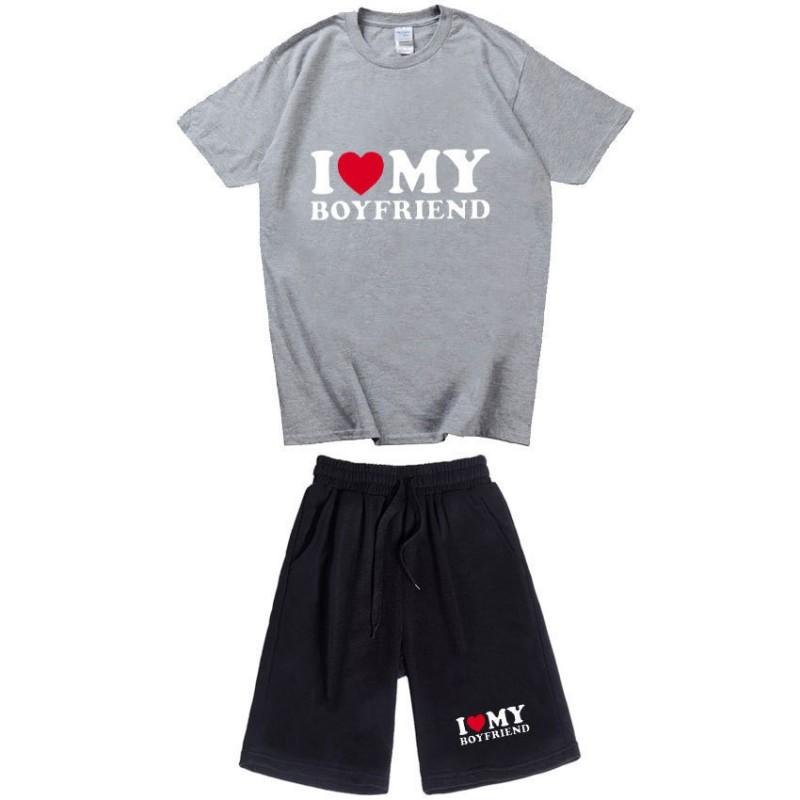 Men Women Cotton Short Sleeve T-Shirt Shorts Set Casual Outfit Youth Style