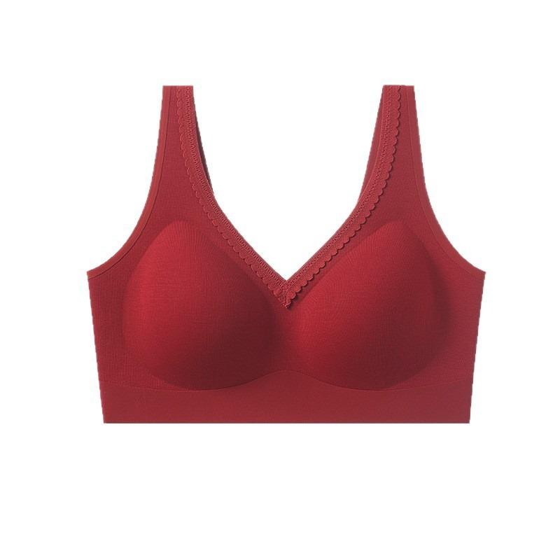 New Festive Natal Year Big Red Seamless Underwear Set Gathers and Collects Secondary Breasts, Comfortable and Skin-friendly Sexy Bra Cover