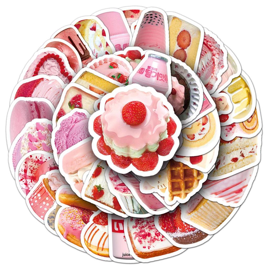 50PCS INS Style Cute Cake & Dessert Stickers - Delicious Food & Small Mochi Design for Stationery Decoration