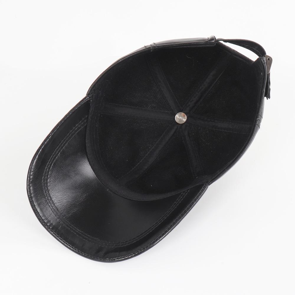 Men Real Sheepskin Leather Caps Male Casual Real Natural Sheep Skin Leather Baseball Hats New Fashion Fall Winter Leather Hat