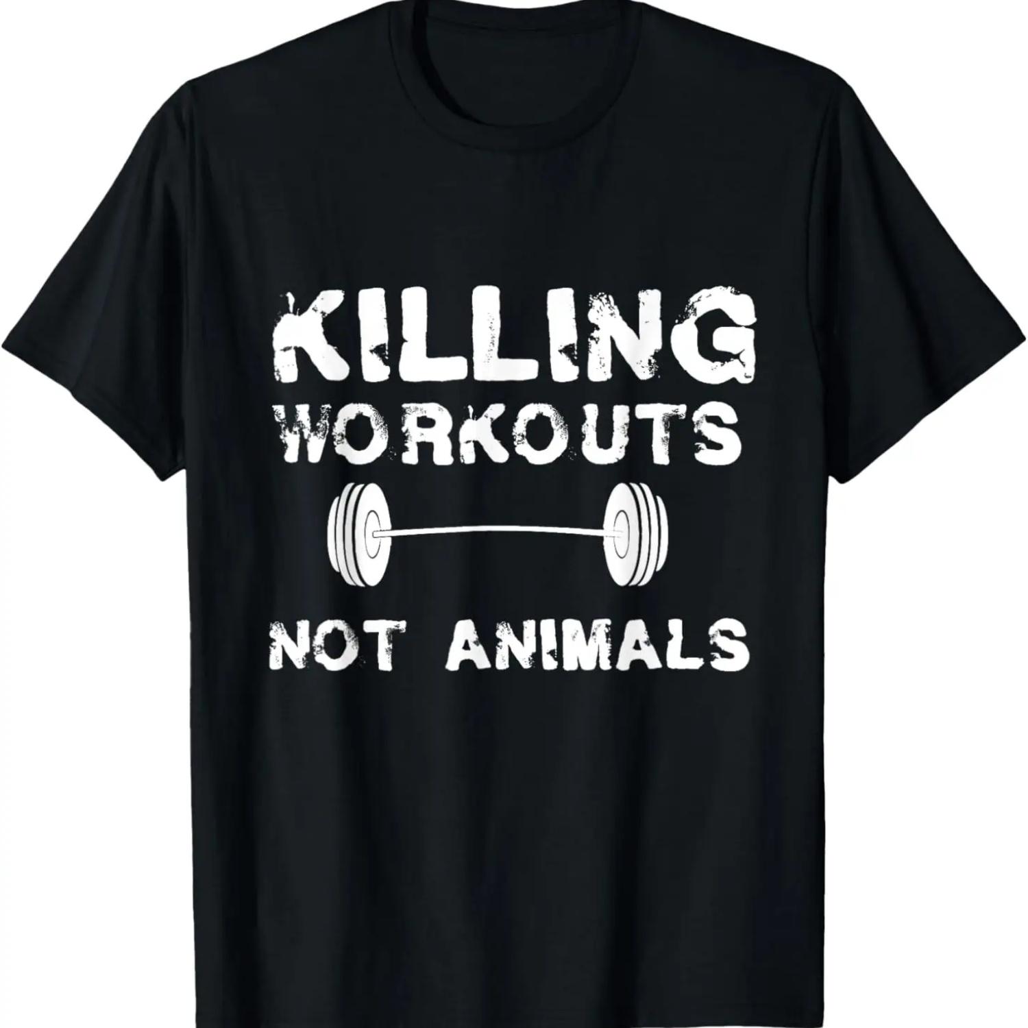 Killing Workouts Not Animals T-shirt Vegan Bodybuilder Shirt S чёрный