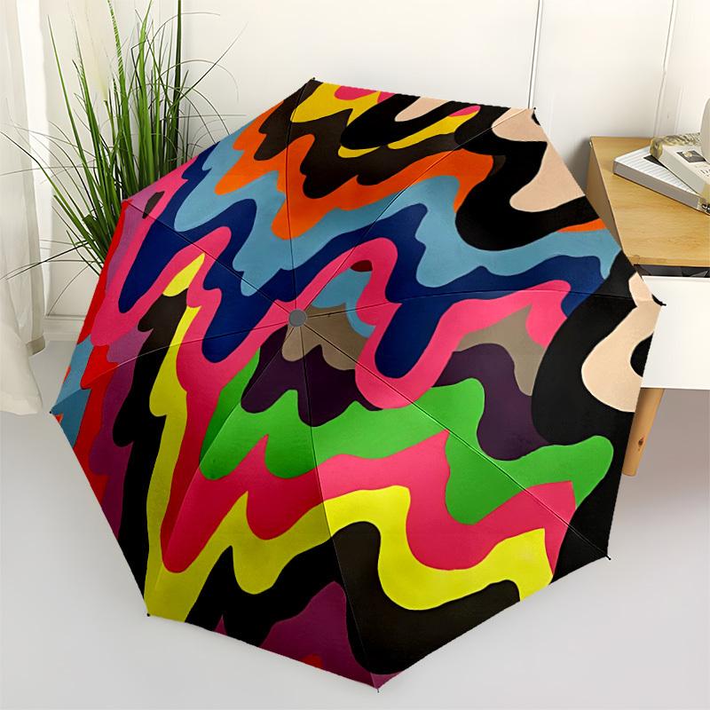 

1pc Colorful Waves Pattern Automatic Open/Close Folding Umbrella - Compact 8-Rib Design, Daily Use, Perfect Gift for Friends & Family yy251124199