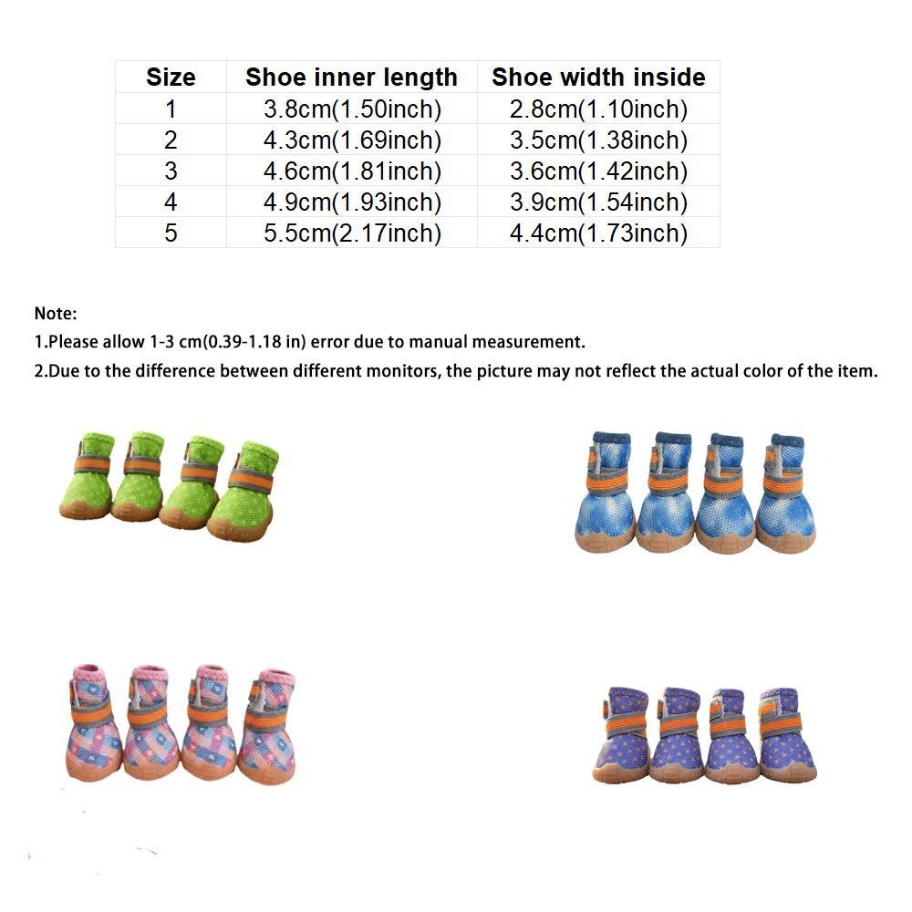 4 pcs/set Non-slip Dog Mesh Shoes Breathable Mesh Dog Sneakers Pet Net Boots  Outdoor Walking