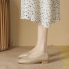 Shallow mouth square head thick heel grandma shoes women's summer and autumn new temperament soft leather folds gentle flat shoes women