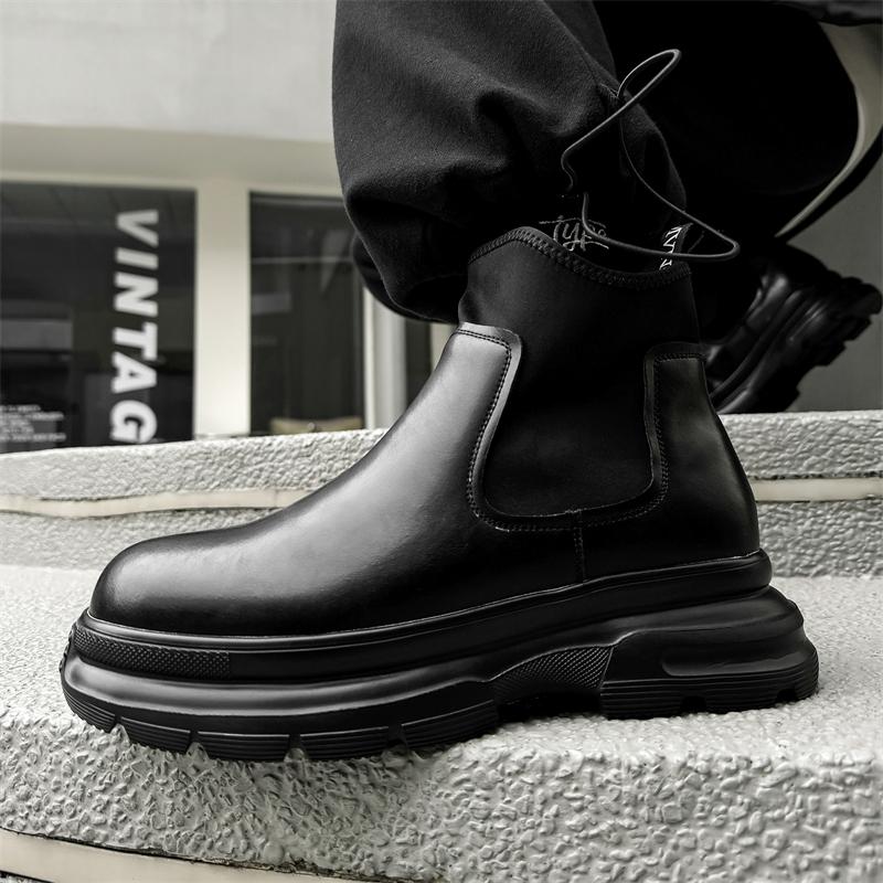 Leather Ankle Boots For Man Genuine Leather Big Size Boots High Quality Designer Casual Formal Outdoor Boots Platform
