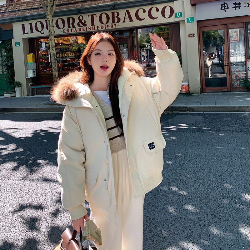 Down cotton-padded clothes for women's winter new tooling pie to overcome thickened cotton-padded jackets, loose cotton-padded jackets