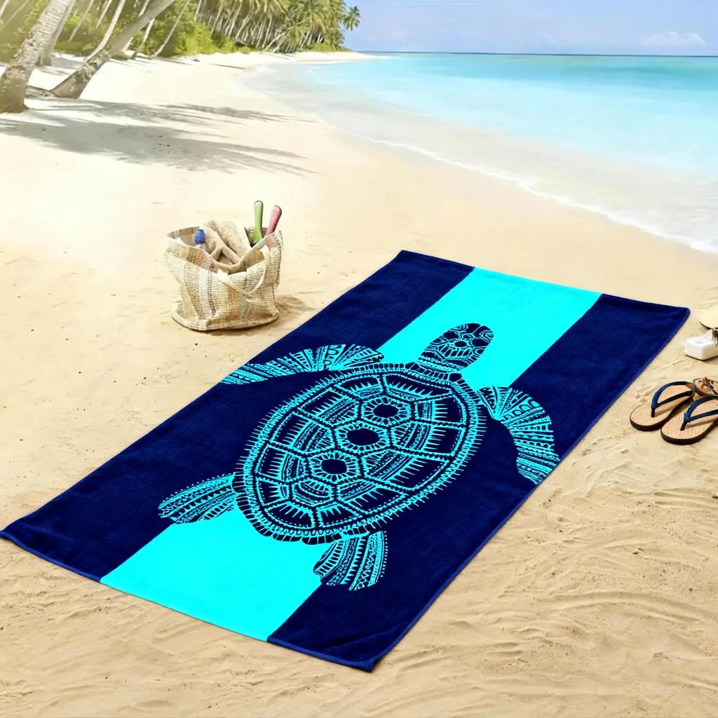 Hot Seller Turtle & Flamingo Quick-Dry Ultra-Fine Fiber Beach & Bath Towel, Thick & Absorbent