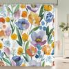 Waterproof Shower Curtains European Flowers 3D Bathroom Curtains With Hooks Printing Decoration 180*240Cm Washable Bath Screen