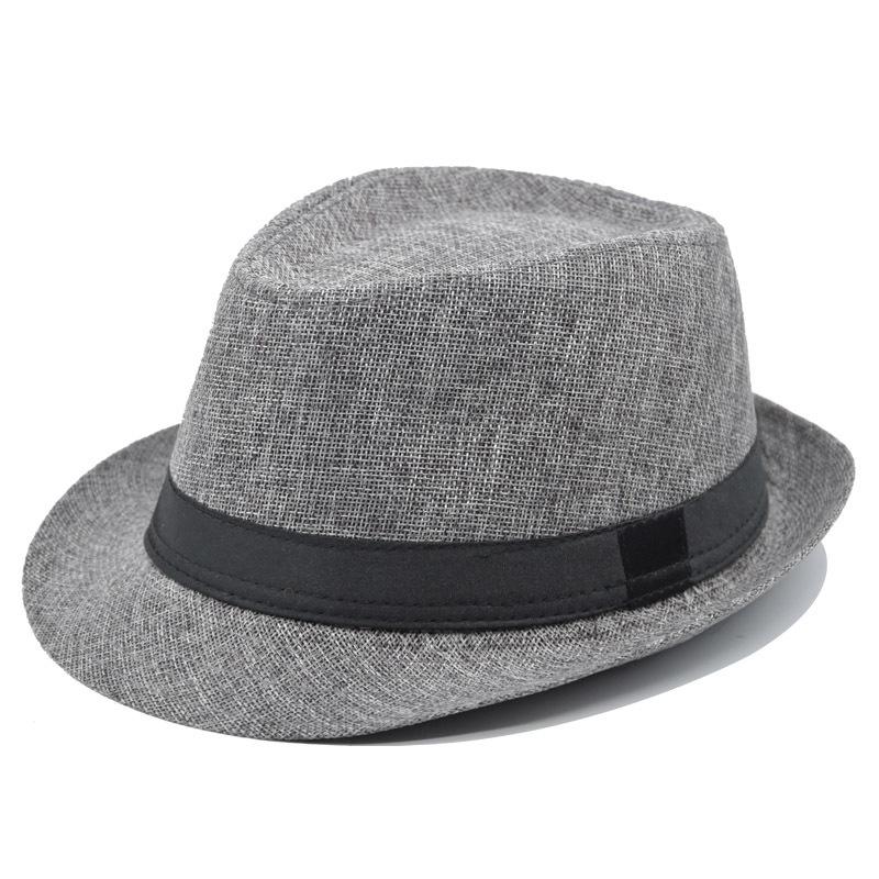 British Style Linen Fedora: Cross-border Gift for Middle-aged and Elderly; Outdoor Sun Protection Panama Performance Hat.