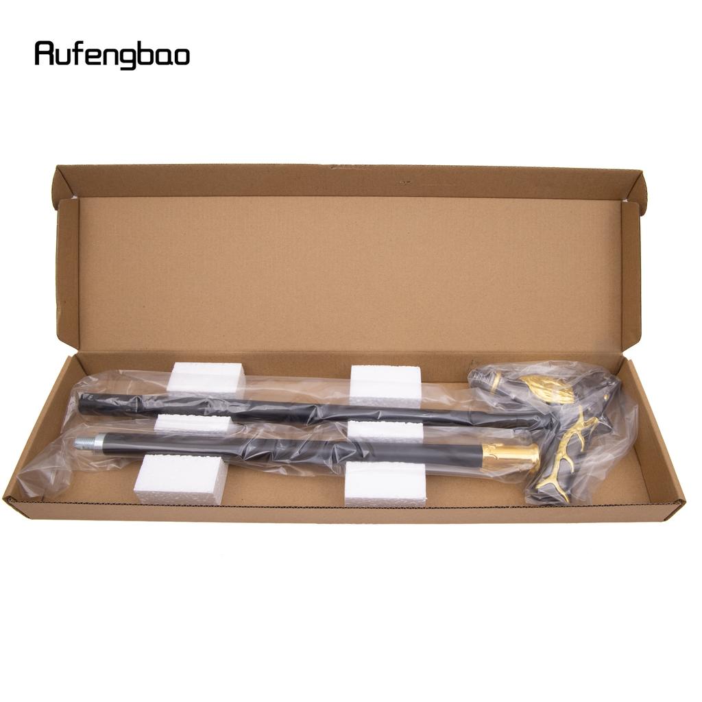 Golden Black Deer Walking Cane Fashion Decorative Walking Stick Gentleman Elegant Cosplay Cane Knob Crosier 92cm