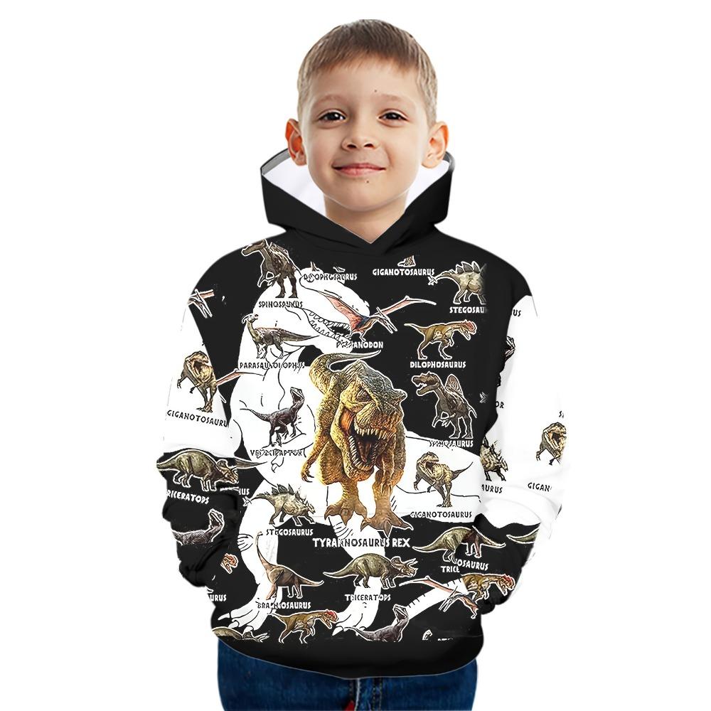 Hoodies Animal Dinosaur Pattern 3D Print Sweatshirts Boys Girls Harajuku Hooded Sweatshirt Kids Fashion Coat Children Tracksuits