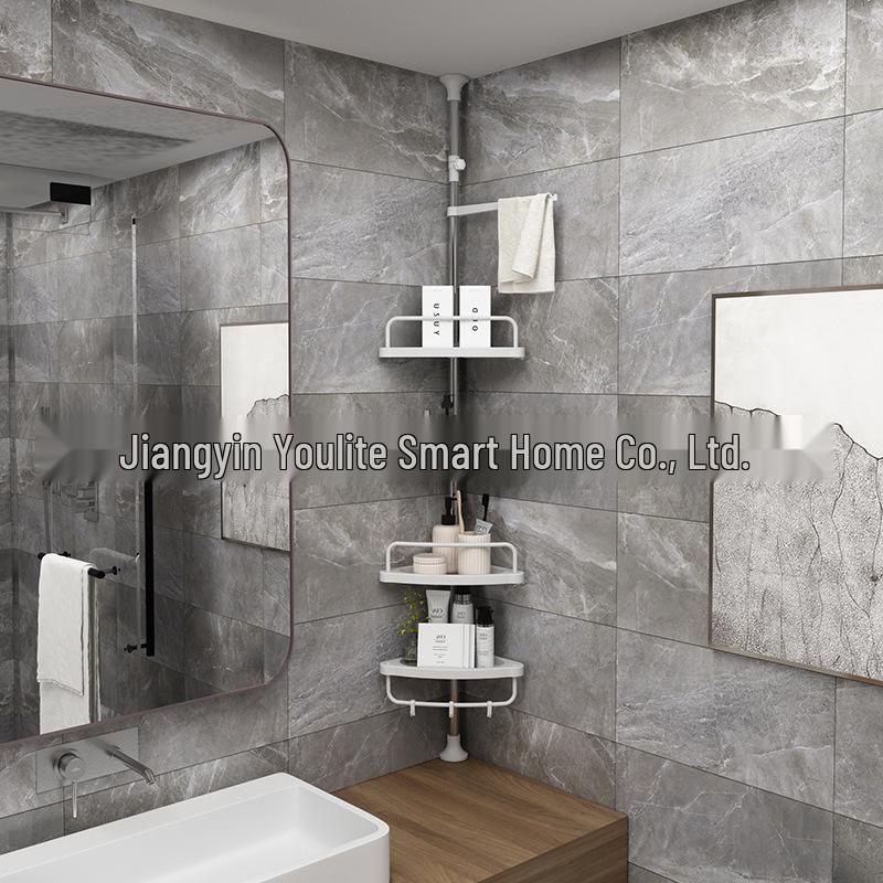 Punch-Free Corner Bathroom Storage Tower: Multi-Functional Floor-to-Ceiling Organizer