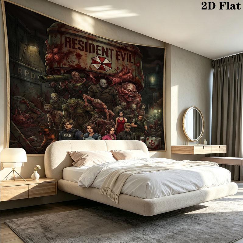 Resident Evil Wall Tapestry Aesthetic Wall Hanging Printed Fabric Blanket Decorative Tapestries For Bedroom Living Room Home Decor