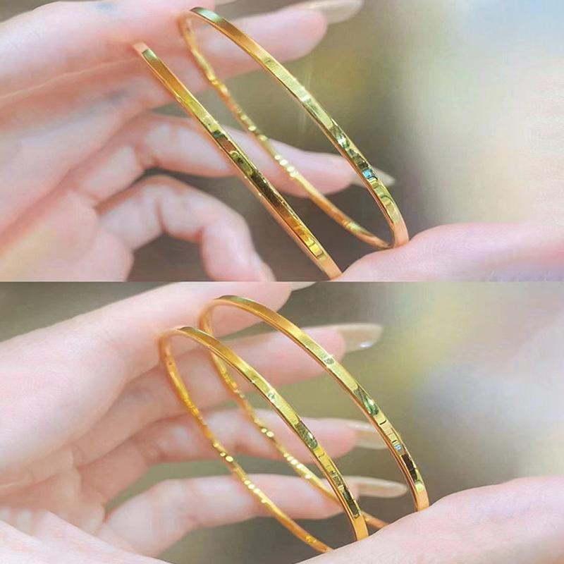 Titanium Steel Simple Plain Circle Thin Bangle For Women Vintage Bracelet Jewelry Pary Gift