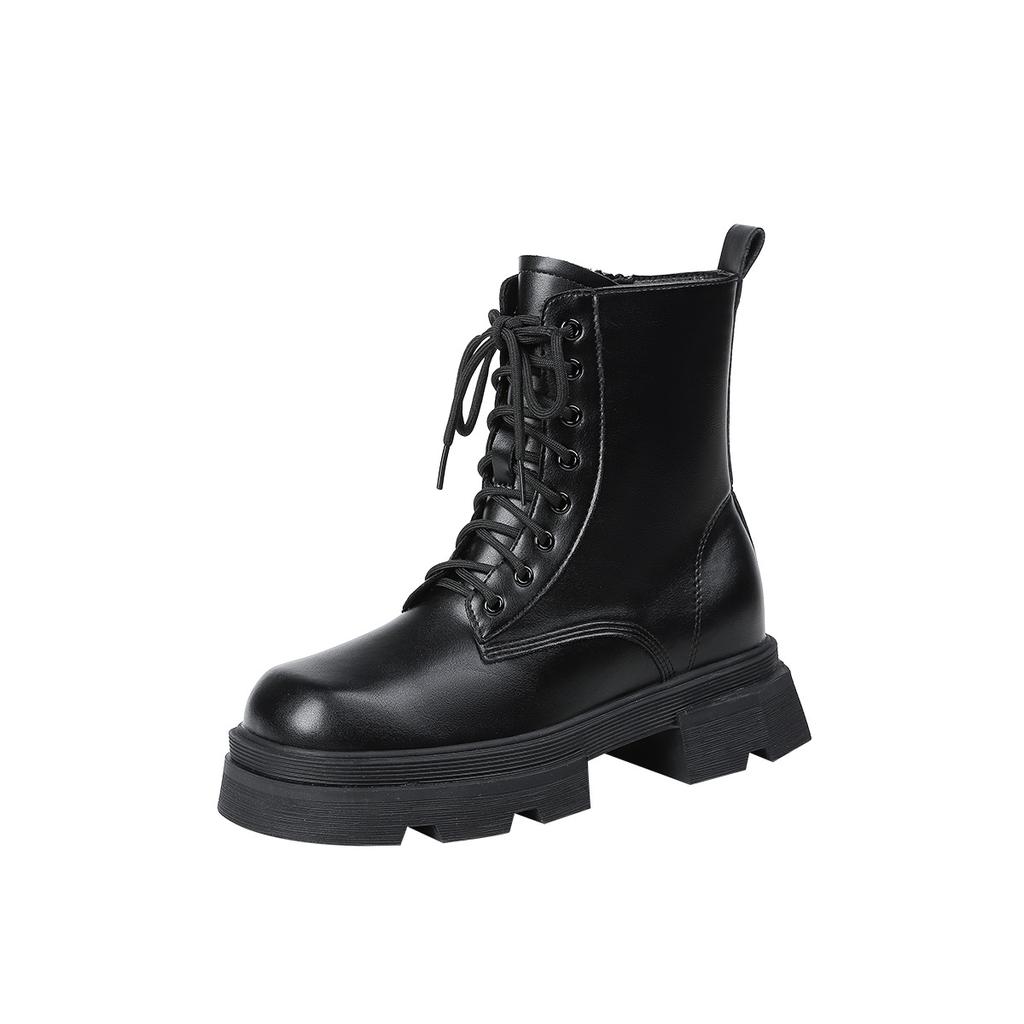 Höhenverlängernde Damen Herbst- und Winter Neue Plateau Stiefeletten Damen Seitenreißverschluss Motorradstiefel Damen Kurze Stiefel Damen