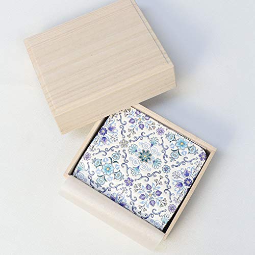 [Asakusa Bunko] Yuzen-dyed Bifold Wallet with L-shaped Zipper, Oriental Pattern, Edo Komon Pattern, Leather, Edo Purple