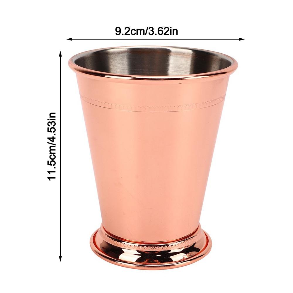 2pcs Rose Gold Mint Julep Cup Beaded Stainless Steel Cocktail Glasses Metal Drinking Glasses  Party