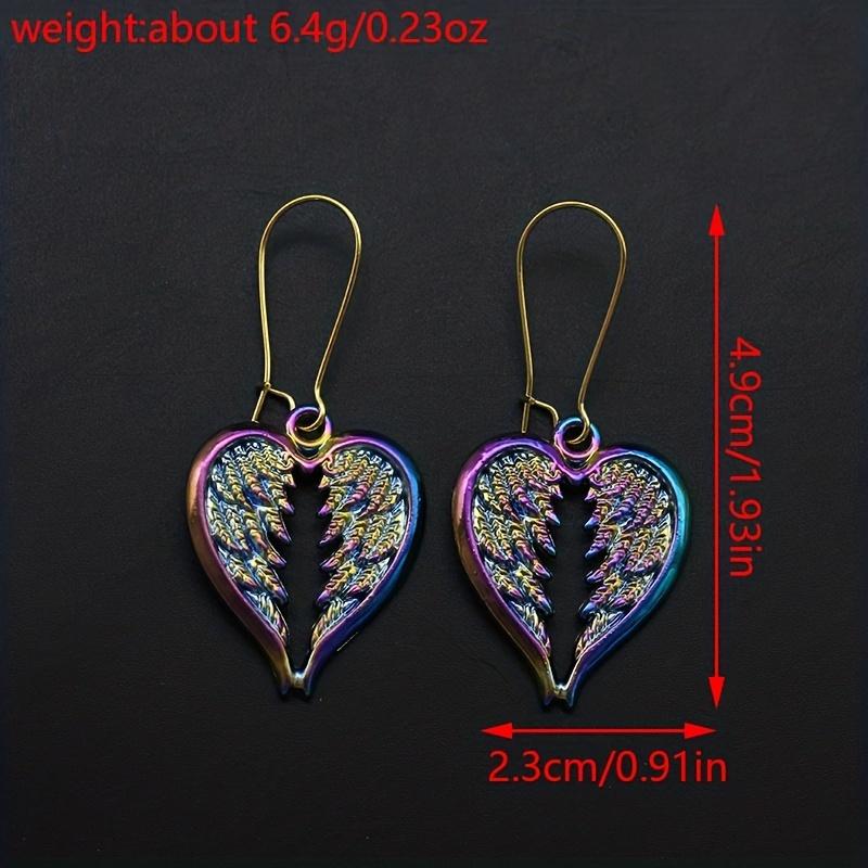 Colorful Pentagram Pattern Lizard And Wing Dangle Earrings Goth Punk Style Alloy Jewelry Creative Female Gift Perfect For Causal Decor