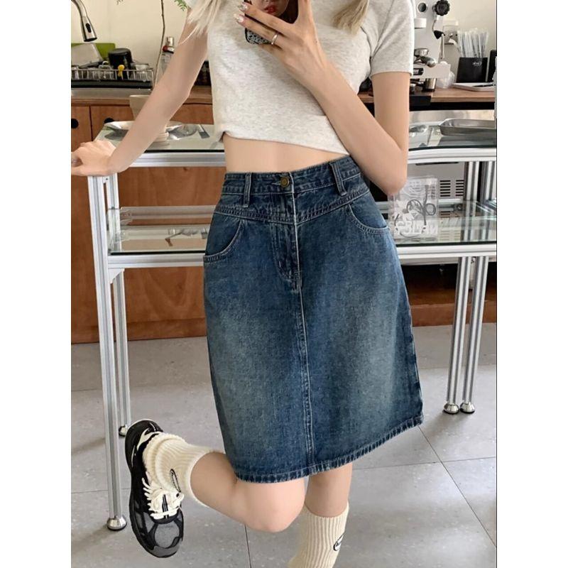 Early Summer Half Length Denim Half-Length Fat Sister Casual Short Skirt