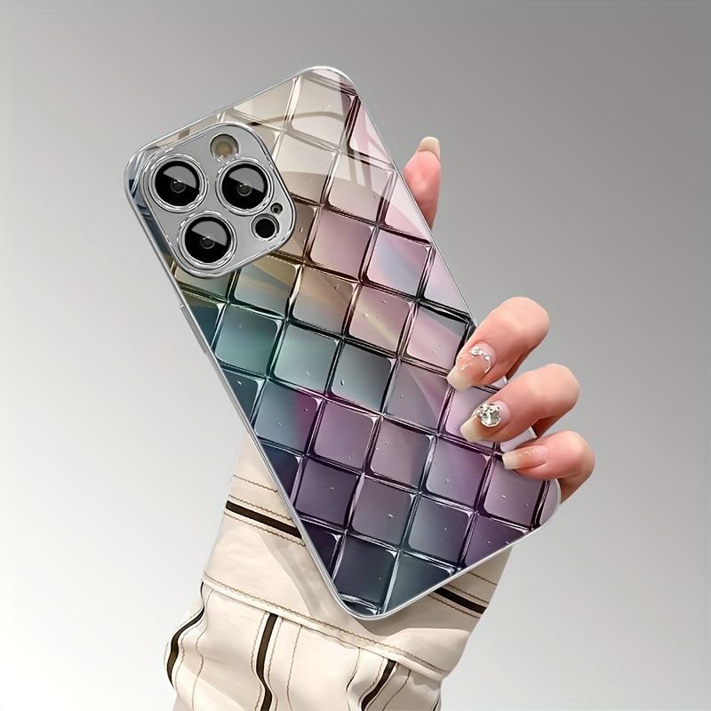 Yaratıcı Renkli Cam Doku Elmas Desenli Kaplama Kılıf iPhone 17 16 15 14 13 12 11 Pro Max Plus 17 Air 16E Kılıfı İçin