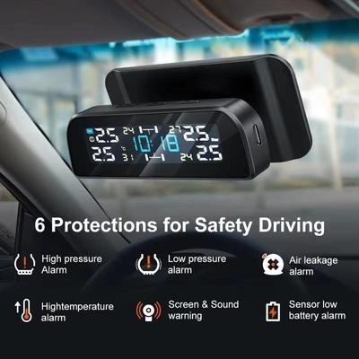 Solární napájení TPMS TPMS Monitorování alarmu tlaku v pneumatikách automobilu Automatický bezpečnostní systém Tlak v pneumatikách 360 Výstraha nastavitelné teploty