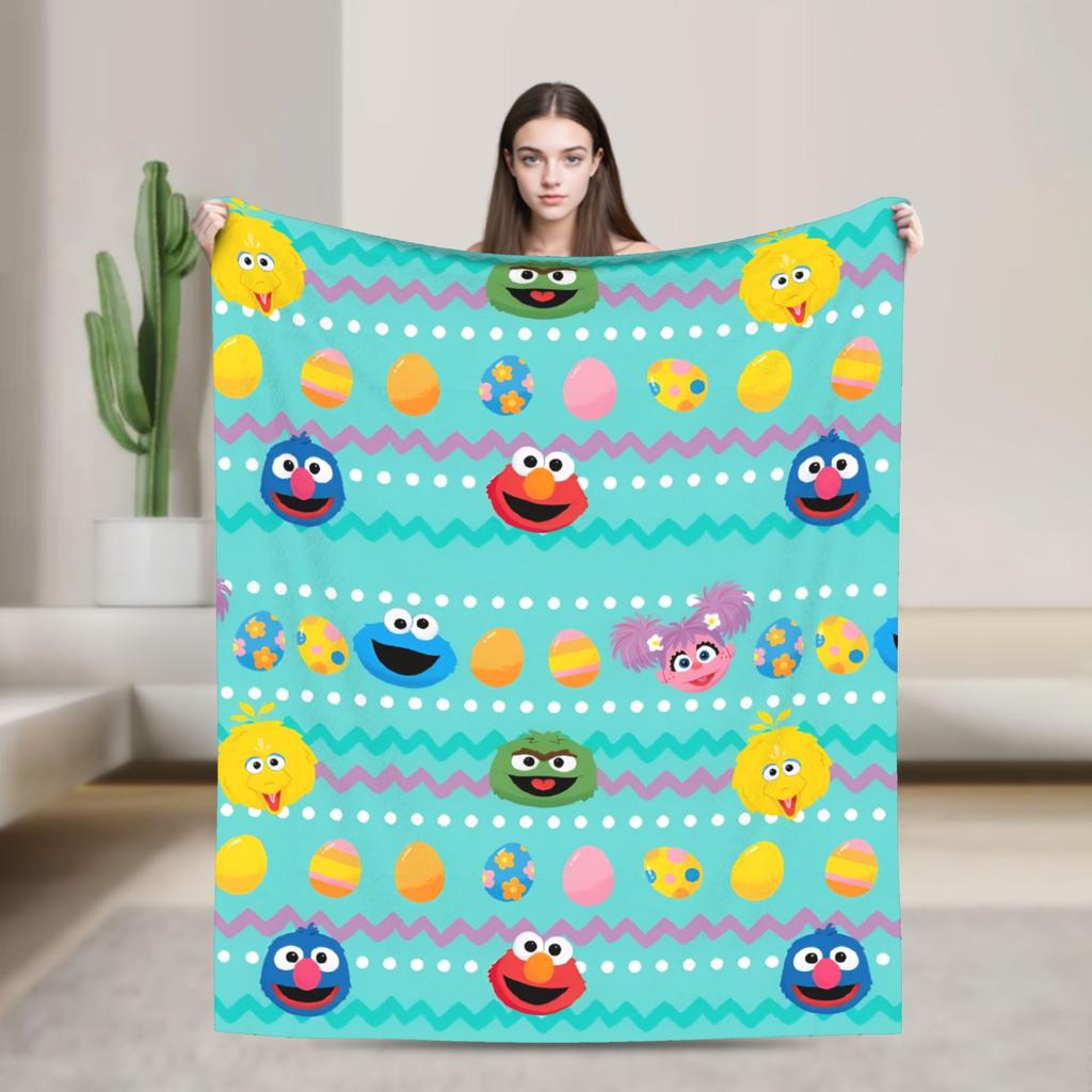 Oscar the Grouch Big Face Blanket S-Sesames Streets Warm Soft Plush Bedding Throws For Couch Chair Sofa Bed Bedspread Bed Cover