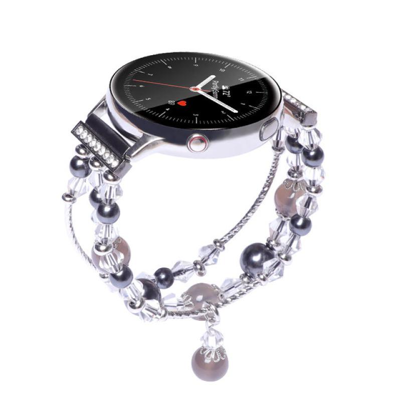 

Ремешок для часов для Samsung Galaxy Watch 4 Active 2, ремешок 44 мм, 40 мм, ювелирные изделия, бусины 20 мм, женский браслет для Gear Sport, Huawei GT 2, 42 мм 22mm серый