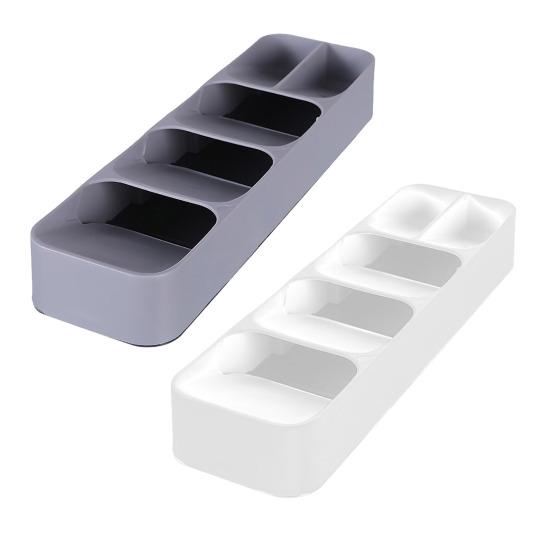 5-Compartment Cutlery Box Flatware Holder with Drainage Kitchen Utensil Drawer Organizer Cutlery Holder for Spoons Knives Forks