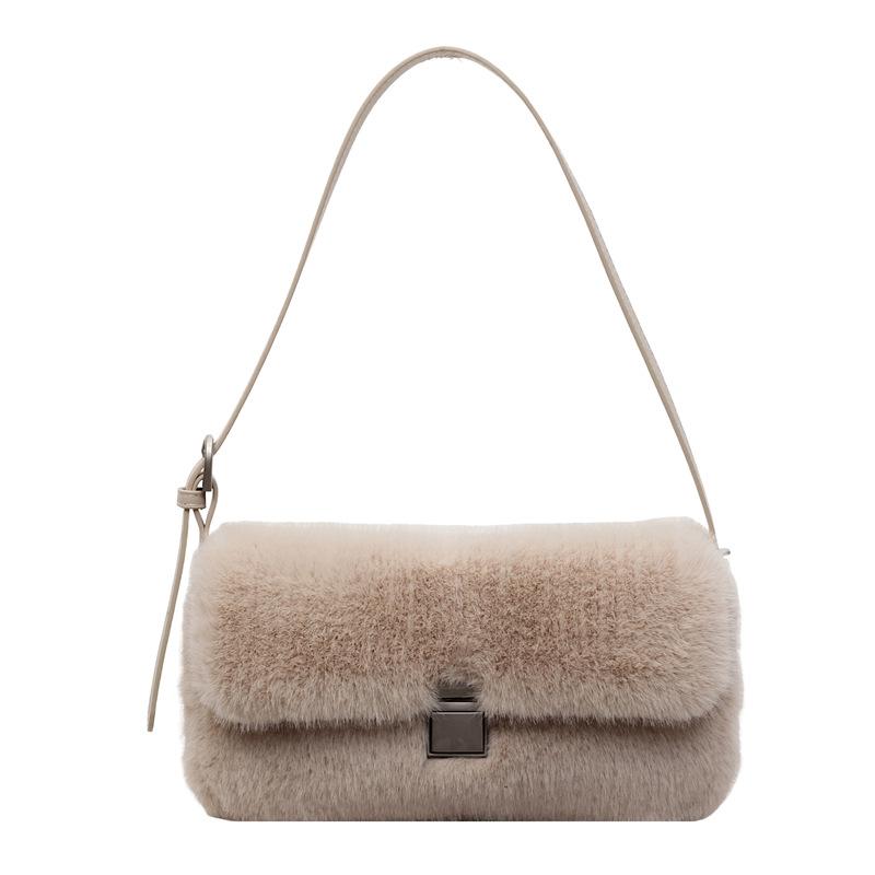 

Autumn and winter niche Mao Mao 2025 new trendy sweet girl pink portable cute underarm versatile plush shoulder cotton хаки