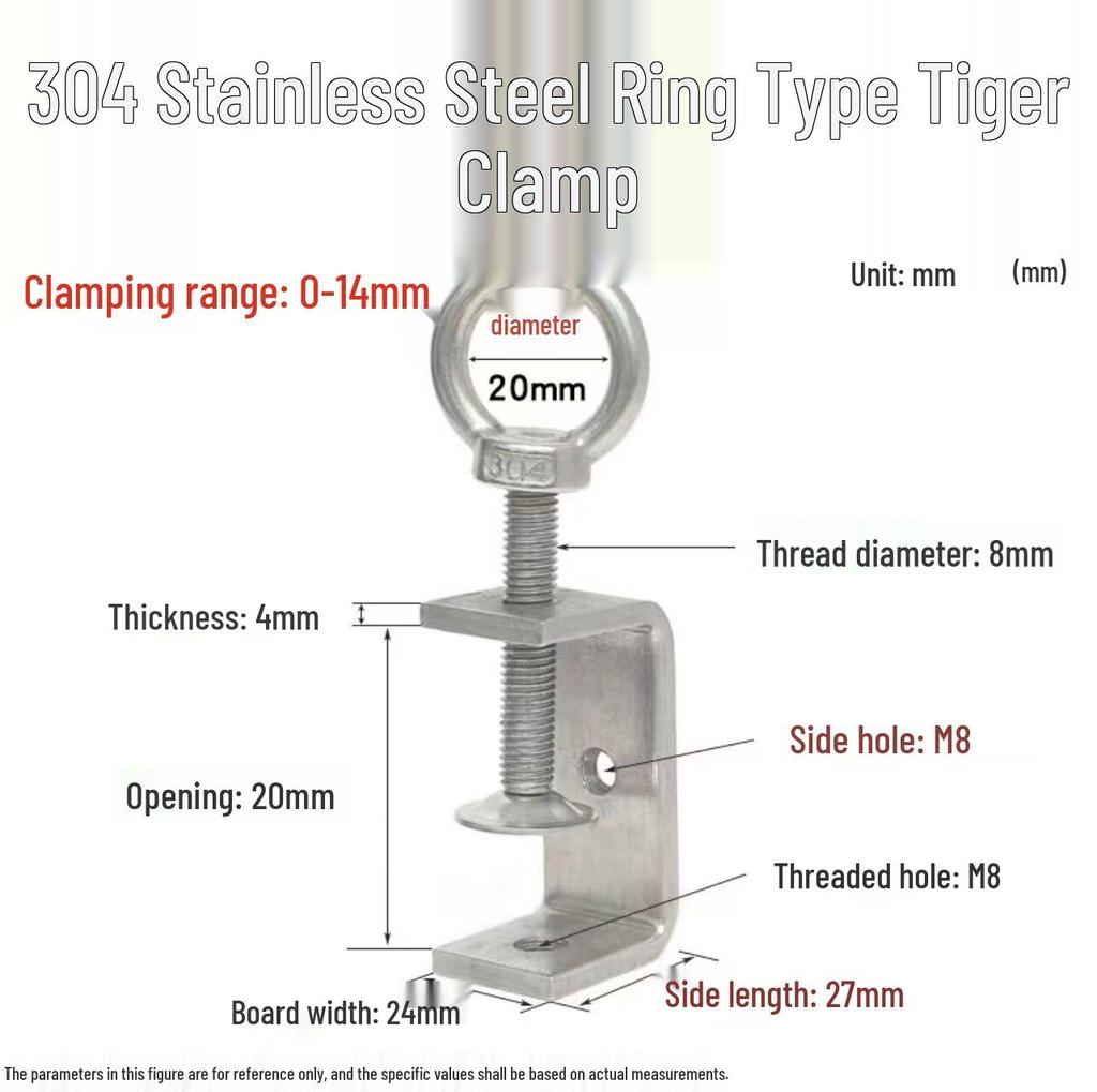 304 Stainless Steel Hand-Tightened U-Type/C-Type Pipe Clamp Fixture