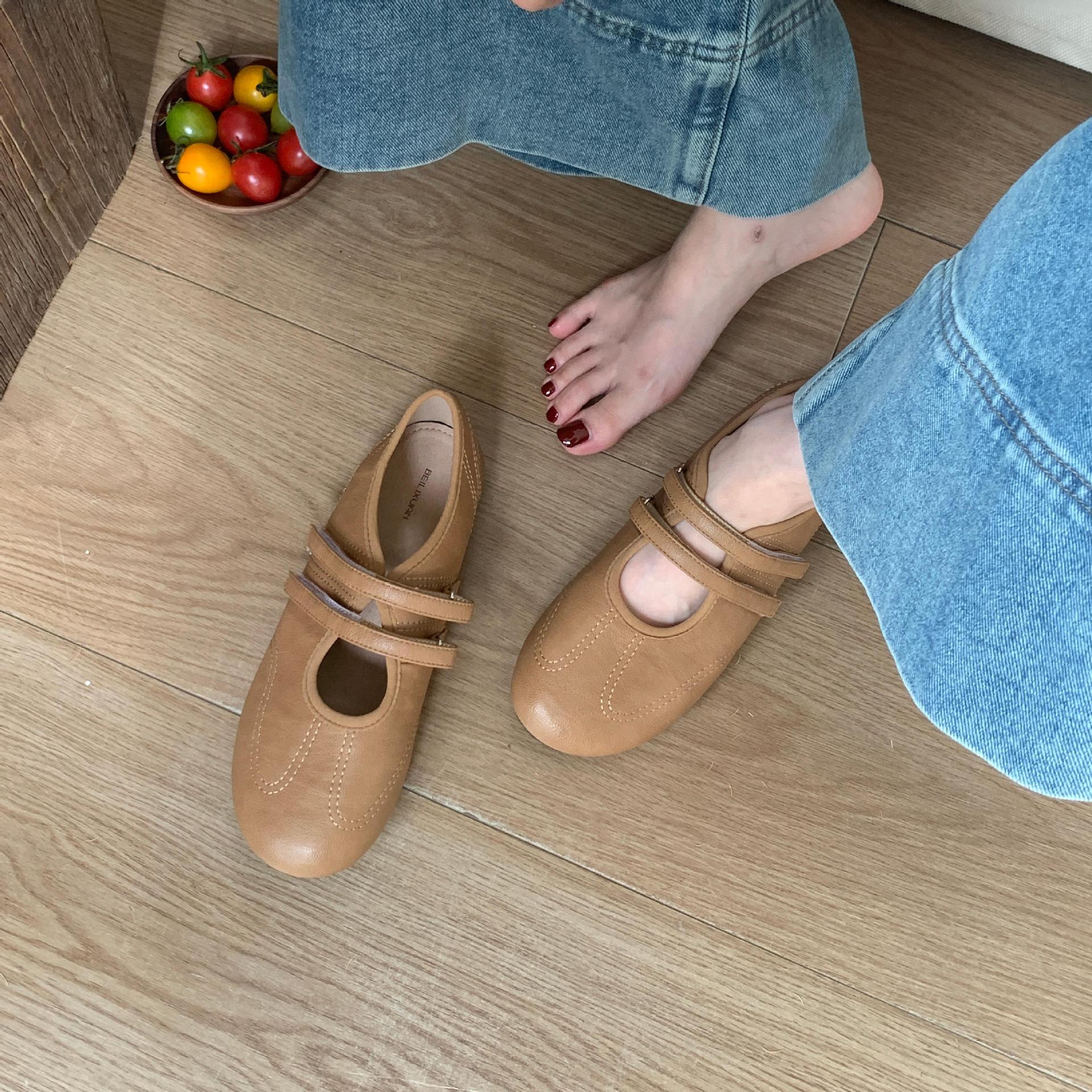 

Fashion IPPEUM Mary Janes Shoes For Women Buckle PU Leather Round Toe Ballet Flats Girls Mary Janes Silver Black Ballerina Flat 260 темные хаки