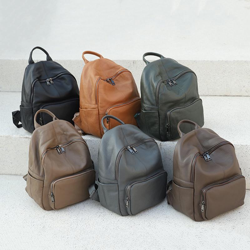 Vintage Echte Leder Reise Rucksack Damen Rindsleder College Stil Schultasche